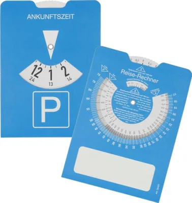 Produktbild von Papp-Parkscheibe "Reise-Rechner" blau Blau