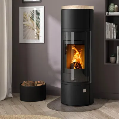 Produktbild von Oranier Arena W+ 2.0 Kaminofen Stahl Schwarz mit Abdeckplatte Sandstein