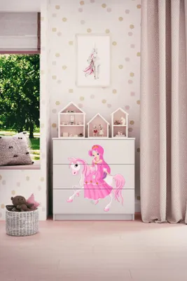 Image de Commode pour enfants avec tiroirs Princesse à cheval en blanc Babydreams
