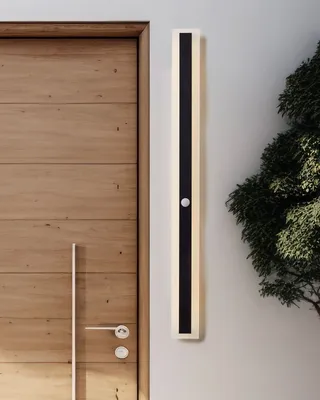 Produktbild von BELIANI Außenwandleuchte LED Schwarz Metall 100 cm mit Bewegungsmelder Modern Rechteckig Beleuchtung für Außen Draußen Terrasse Balkon Ausstattung