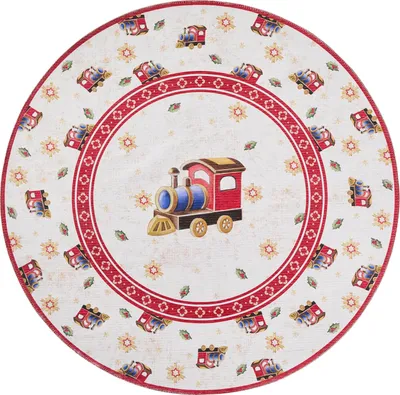 Produktbild von Villeroy & Boch Toy's Delight Limited Edition Design Teppich Rund Christmas Train Creme Rot