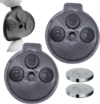 Produktbild von 2X Auto Schlüssel Funk Fernbedienung Tastenfeld Gummi + 2X CR2016 Batterie kompatibel mit SMART