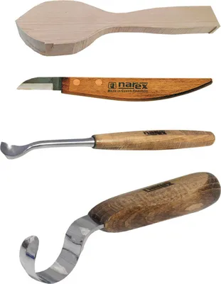 Produktbild von Kerbschnitzmesser Schälmesser Starter Set 4 teilig für Aushöhlungen
