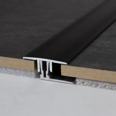 Produktbild von Übergangsprofil | Aluminium | Silber | Breite 33.5 mm | Länge 2700 mm | Gebohrt / Klicksystem | Klick-Übergangsprofil | 1 Stück