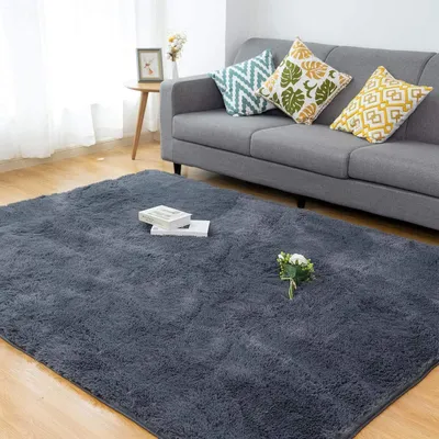 Productafbeelding van Hoogpolig tapijt voor woonkamer of slaapkamer, pluizig, superzacht, antislip, 120x180 cm, grijs