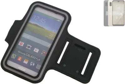 Produktbild von Kompatibel mit Sharp Aquos Wish3 Neopren Jogging Armband Sportarmband Oberarmband schwarz kompatibel mit Sharp Aquos Wish3 mit Reflektor Streifen.