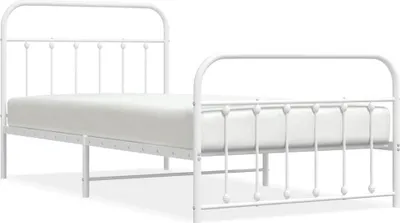 Produktbild von vidaXL Bettgestell mit Kopf- und Fußteil Metall Weiß 100x200 cm