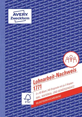 Zdjęcie produktu dla AVERY Zweckform Książka ewidencji czasu pracy 1773