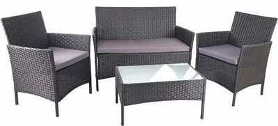 Produktbild von Poly-Rattan Garten-Garnitur HWC-D82, Sitzgruppe Lounge-Set - schwarz mit Kissen anthrazit