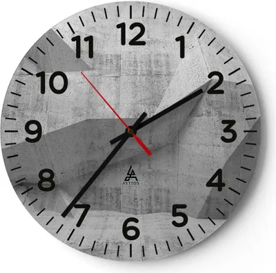 Produktbild von Wanduhr - Rund - Glasuhr - Beton Wand Grau - 40x40cm - Schleichendes Uhrwerk - Lautlos - zum Aufhängen bereit - Dekoration Modern - Wanddekoration aus Glas - C4AR40x40-4183