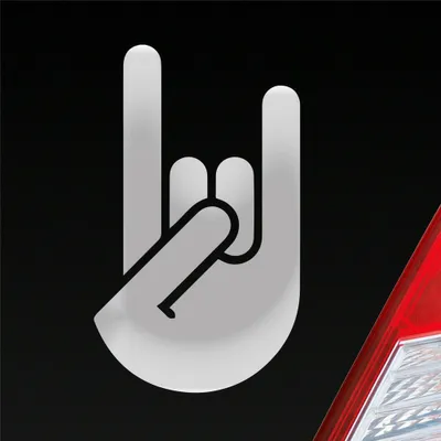 Produktbild von Auto Aufkleber Heavy Metal Gruß Pommesgabel Rock 12x7 cm Silber Sticker Heckscheibenaufkleber