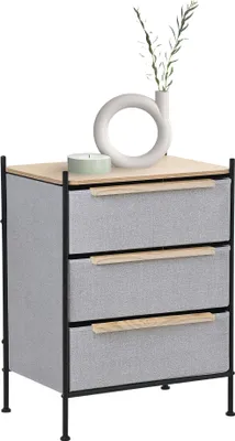 Obrázek produktu pro ML-Design komoda se 3 látkovými zásuvkami, 58x78x42,5 cm, šedá, zásuvková skříňka s deskou MDF a ocelovým rámem, látková skříňka komoda