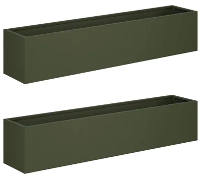 Zdjęcie produktu dla vidaXL Donice ogrodowe, 2 sztuki, oliwkowa zieleń, 100 x 20 x 20 cm