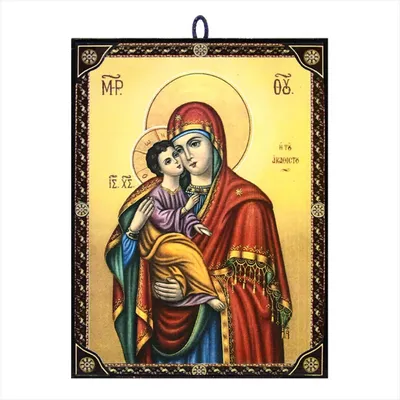 Ikone Maria Akathistos, 9,7x13,5 cm, Holz, orthodox