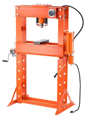 Produktbild von VEVOR Hydraulische Werkstattpresse, 20 T H-Rahmen Pneumatische Werkstattpresse mit Pressplatte, Stabile Garageboden Einstellbare Hydraulikpresse mit Dreieckiger Unterstützung, Geeignet zum Biegen, Richten & Stanzen, Manuell + Pneumatisch-b, 50 T