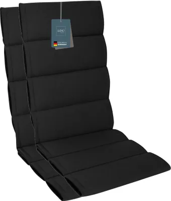Produktbild von LILENO HOME Gartenstuhl Auflagen als [2er Set - Hochlehner] in Anthrazit Sundance - bequeme Liegen als Sitzauflagen für Gartenmöbel - Stuhlkissen für Gartenstühle und Klappstühle