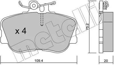 Obrázek produktu pro METELLI 22-0158-0, sada brzdových destiček, přední, kompatibilní s vozy MERCEDES-BENZ C-třída, sedan (W202) a kombi (S202)