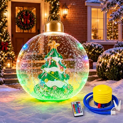 Aufblasbare Weihnachtskugel 60 cm, transparent, für Innen & Außen
