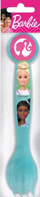 Immagine prodotto di STOR set di 2 posate di plastica blu per bambine, cucchiaio e forchetta di Barbie