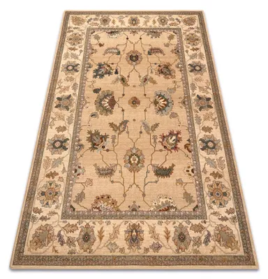 Image de Tapis en laine POLONIA Loare Cadre crème beige 170x235 cm