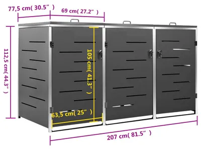 Produktbild von Abfallcontainer - Mülltonne - Müllbehälter - Außenmüllbehälter - Abfallbehälter - Edelstahl und verzinkter Stahl