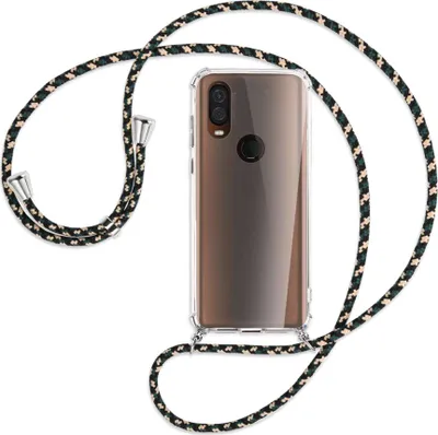 Produktbild von Handykette Backcover-Schutzhülle mit Band (Metall silberfarben) für Motorola One Vision - camouflage