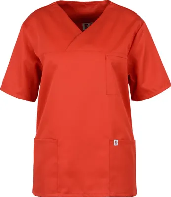 Produktbild von beb MEDIZIN/PFLEGE Uni KASACK Kurz V-Neck Lyocell/Polyester Rot S