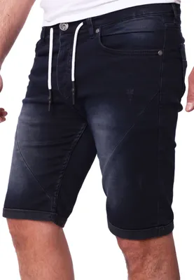 Produktbild von Reslad Jeans Shorts Herren Kurze Hosen Sommer - Sweathose in Jeansoptik l Stretch Denim Männer Jeansshorts l Hose Regular Fit RS-2087 Dunkelblau W30