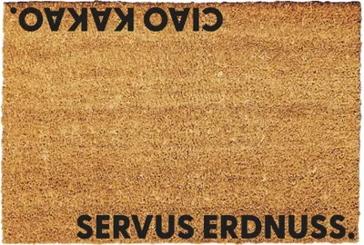 Produktbild von Giftstory Fußmatte Kokos SERVUS ERDNUSS - CIAO KAKAO- Geschenk -Fussmatten Haustür - Willkommen Doormat - Lustig Türmatte - Größe: 60x40 cm