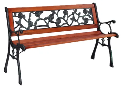 Produktbild von Relaxdays Gartenbank, Rosenmuster, 2 Sitzer, Holz & Gusseisen, Balkon & Terrasse, Sitzbank, 73x125x52,5 cm, natur/grün