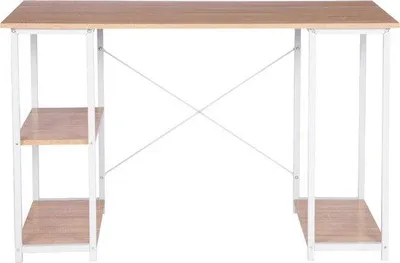 Zdjęcie produktu dla Białe biurko z miejscem do przechowywania, solidne, 120 x 60 x 75 cm, idealne do pracy i grania