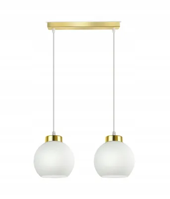 Zdjęcie produktu dla Lampa Wisząca Sufitowa Żyrandol Złota Szklane Białe Kule Glass BZ2 LED E27