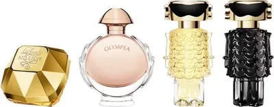 Produktbild von Paco Rabanne Miniature Gift Set Lady Million Woda perfumowana 5 ml + Olympea Woda perfumowana 6 ml + Fame Woda perfumowana 4 ml + Fame Perfumy, 4 ml