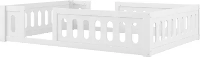 Image de okwish Lit enfant 140x200 cm, lit plateforme avec barrières, lit simple avec ouverture latérale, sans matelas – blanc