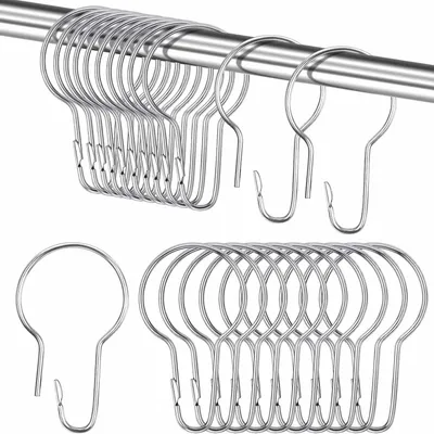 Produktbild von 30 Stück Duschvorhang Haken Rostfreie Edelstahl Duschvorhangringe Gardinenringe (70x40mm, Silber) Für Duschvorhangstange Kleiderstange