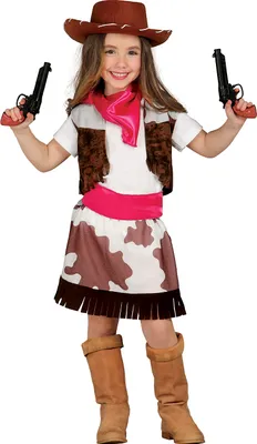 Produktbild von Cowboy Abenteuer Karneval Kostüm Wildwest Outfit Kinder Faschingsparty Western Gilet Hut Rock Stiefel Mode Accessoires Lustiger Sheriff Look, Größe: 110/116 Farbe: Braun