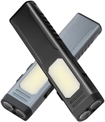 Image de Lampe de poche multifonctionnelle, avec aimant, rechargeable par USB, éclairage LED, COB, portable, 1 pièce, noire