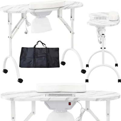 Obrázok produktu pre Skládací kosmetický stolek na manikúru s absorbérem mobilní bílý MT-020F-WHITE
