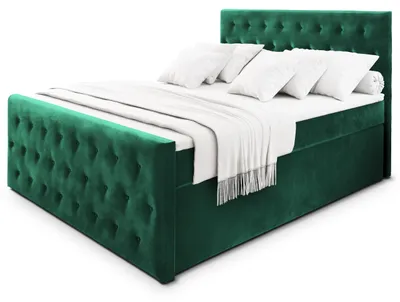 Produktbild von Masseno Boxspringbett FONDI 180x200 cm Komplett-Set mit Bonell Matratze und Topper, Polsterbett mit Bettkästen -Grün, KRONOS 19