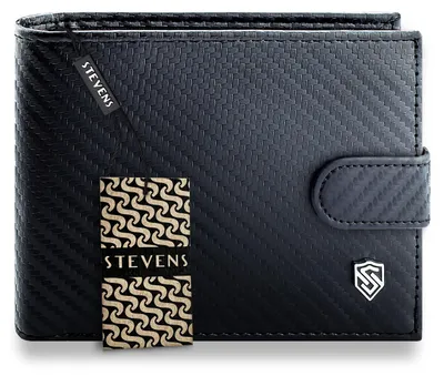 Obrázok produktu pre Pánska kožená peňaženka STEVENS RFID, čierna, 12x9,5 cm, univerzálna