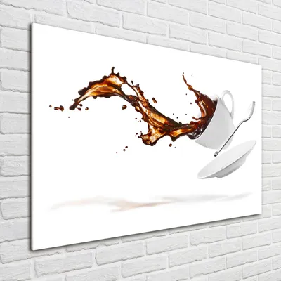 Produktbild von Tulup® Glas-Bild - 100 x 70 - Wandbild aus Glas - Wandkunst - Wandbild hinter gehärtetem Sicherheitsglas - Essen & Getränke - Verschütteter Kaffee - Braun