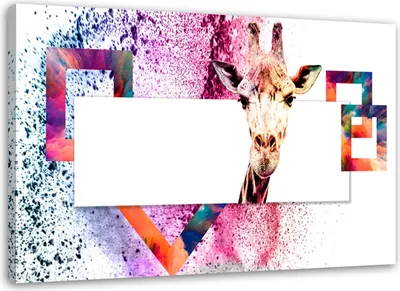 Produktbild von Leinwandbild farbenfrohe giraffe abstraktion für kinder 90x60 cm Feeby farbe wandbild bereit zum aufhängen