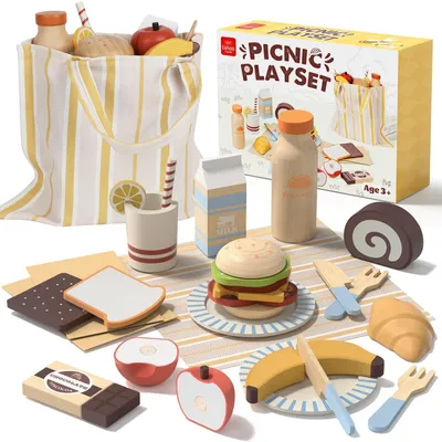 Produktbild von Kaufladen Zubehör Holz Spielzeugküche für Kinder ab 3 Jahre Picknickspielzeug