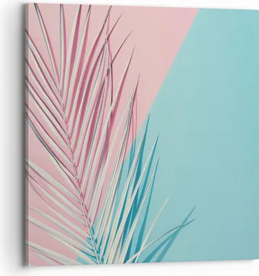 Produktbild von Bild auf Leinwand - Leinwandbild - Einteilig - Blatt Rosa Türkis - 70x70cm - Wand Bild - Wanddeko - Wandbilder - Leinwanddruck - Bilder - Wanddekoration - Leinwand bilder - Wandbild - AC70x70-4421
