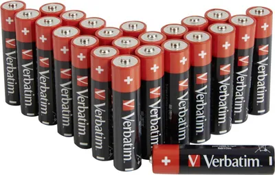 A group of AAA batteries arranged in a semi-circle.