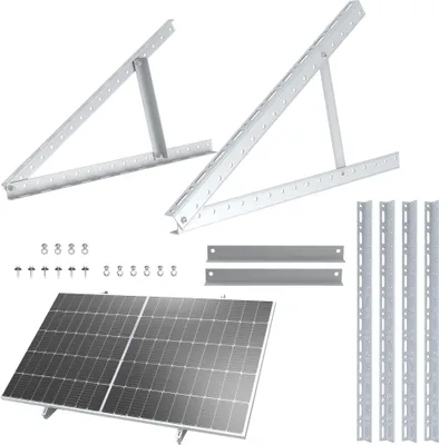 Produktbild von NuaSol Halterung für Solarpanel Aufständerung bis 72 cm 28 Zoll Flachdach PV Solarmodul | Verstellbar 0-90° | Set | Aluminium | Montagematerial