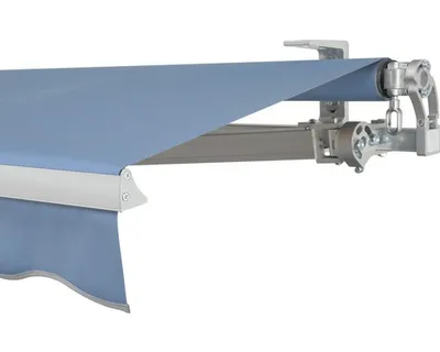 Produktbild von SOLUNA Gelenkarmmarkise Concept 4x2,5 Stoff Dessin 8204 Gestell Silber E6EV1 eloxiert Antrieb rechts inkl. Kurbel