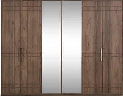 Produktbild von Kleiderschrank Schlafzimmerschrank Schrank Braun Holz Spiegel 6 Türen