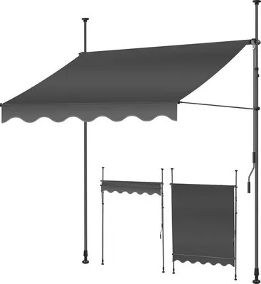 Productafbeelding van Zonnescherm 300 cm | UV-bescherming voor balkon, terras, tuin | In hoogte verstelbaar, klembaar zonnescherm