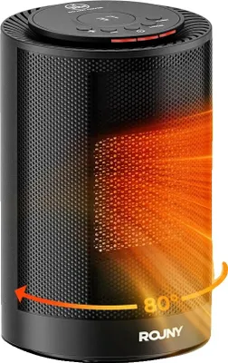 Image de Chauffe-pièce électrique, oscillation 80°, thermostat réglable, noir, 1200W